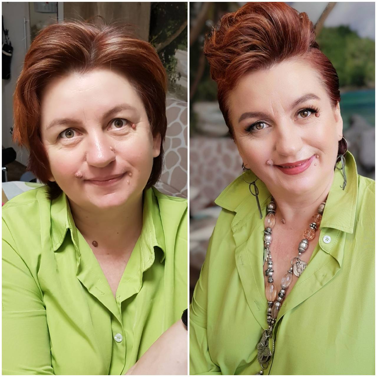 Reifes Make-up – vorher und nachher. Natürliches Make-up, das Frische und Jugendlichkeit betont, Visagistin Natali Beliaeva, Nürnberg