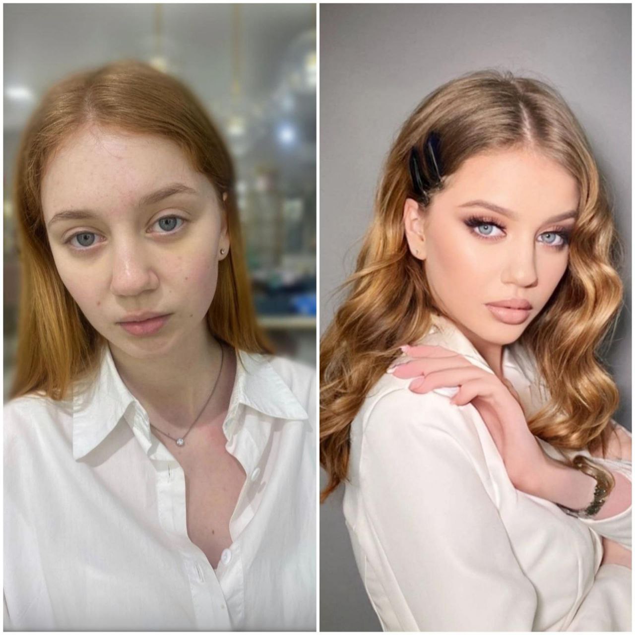 Schminkkurs: Abend-Make-up Schritt für Schritt, Ergebnis vorher und nachher, Natali Beliaeva